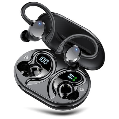 Image of Wireless Earbuds Sport, New Bluetooth 5.4 Headphones with Earhooks, 68H Bluetooth Ear Buds with 4 ENC Noise Cancelling Mic,Earbuds Dual LED Display, IP7 Waterproof Ear Buds for Sport/Gym/Running