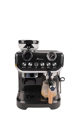 Image of Alivio 2L Bean to Cup Coffee Machine, Automatic Coffee Maker with Grinder and Milk, Professional Espresso Cappuccino Maker for Office Home 1450W (Black)