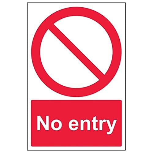 Image of V Safety No Entry Prohibition Sign - 200mm x 300mm - 1mm Rigid Plastic