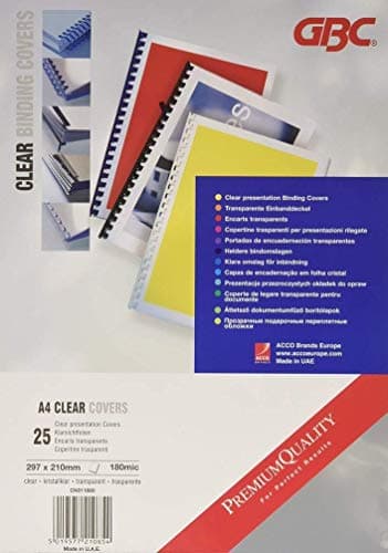 Image of GBC HiClear Binding Covers, A4 Size Pack of 25-180 microns Transparent