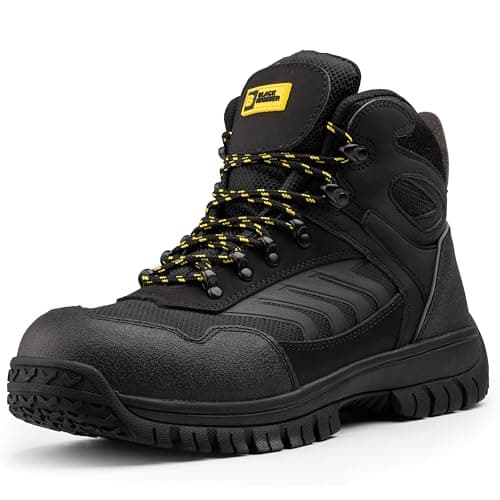 Image of Black Hammer Steel Toe Cap and Heavy-duty Midsole Boots for Men Suede Leather S3 SRC Safety Work Shoes Slip and Water Resistant Footwear Ideal for Warehouse and Utility Beast (10 UK)