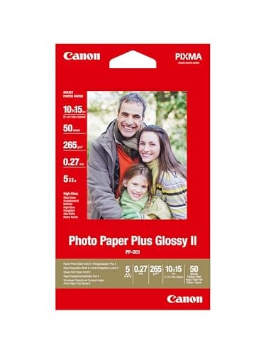 Image of Canon PP-201 Glossy II Photo Paper Plus 4x6" (50 Sheets) - Ideal for Photo Printing, High-Gloss Finish - Durable Prints, Instant Touch-Dry - Compatible with Canon Inkjet Printers