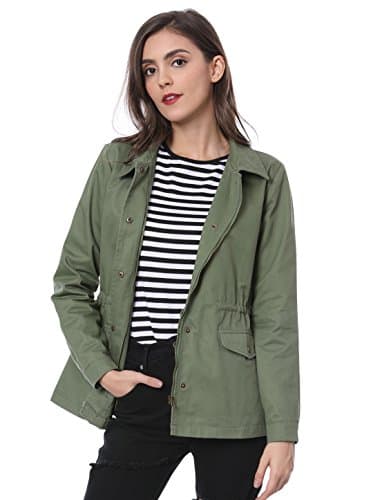 Image of Allegra K Women's St. Patrick's Day Drawstring Waist Flap Pockets Lightweight Utility Jacket Green L