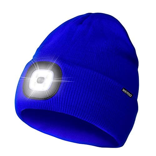 Image of Unisex LED Lighted Beanie, Unisex USB Rechargeable Headlamp Hat, Cap with Light Hands Free Head Torch, Winter Warm Gifts for Men and Women Blue