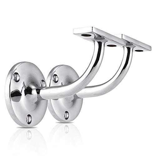 Image of XFORT Set of 2 Polished Chrome Handrail Brackets, Banister Brackets for Stair Banister Handrail.