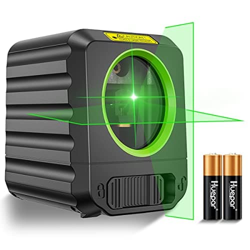 Image of Laser Level, Huepar Lazer Level Tool Self-Leveling Bright Green Beam Cross Line Laser Level - Vertical and Horizontal, 30M(100Ft) Alignment Tool for Picture Hanging and DIY, Battery Included-B011G
