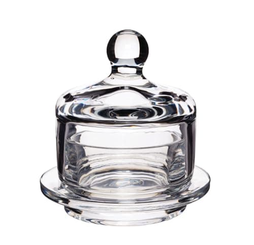 Image of Artesà Glass Butter Dish, Small Cloche Holder with Lid for Serving Butter, Spread, Cheese, Pate and Tapenades, 9 x 9.5 cm, Clear Glass