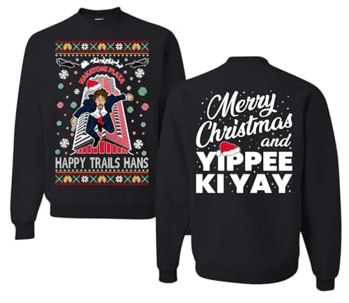 Image of Wild Bobby Nakatomi Plaza Christmas Party 1988 Classic McClane Die Hard Ugly Christmas Sweater Crewneck Sweatshirt, Fb-black-hanz Falling-cln, 5XL