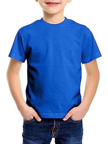 Image of Love My Fashions Kids Value Weight Crew Neck Plain T-Shirt Short Sleeve Casual Tees for Boys Cotton Tops for Children Royal Blue