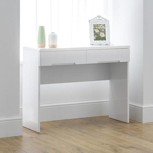 Image of Julian Bowen Manhattan Dressing Table With 2 Drawers - High Gloss White Tables