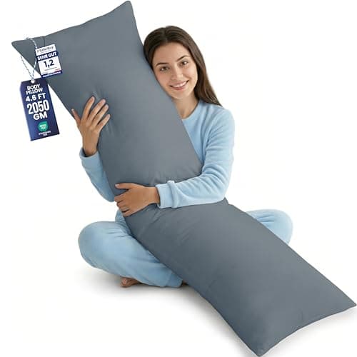 Image of Utopia Bedding Bolster Pillow Pack of 1, (Double, 4Ft 6 Inch), Full Body Pillow, Soft Hollowfiber Filling, Long Pregnancy Pillow for Maternity Support and Side Sleeper (Grey)