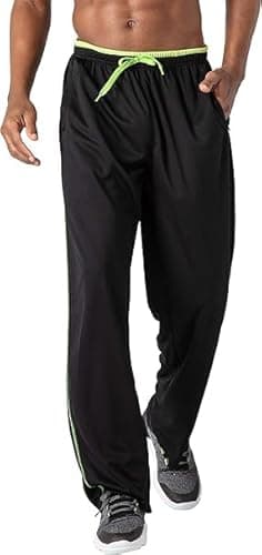 Image of KEFITEVD Jogging Bottoms Men Straight Leg Trousers Loose Fit Lounge Pants Quick Dry Gym Sweatpants with Pockets Black Green L