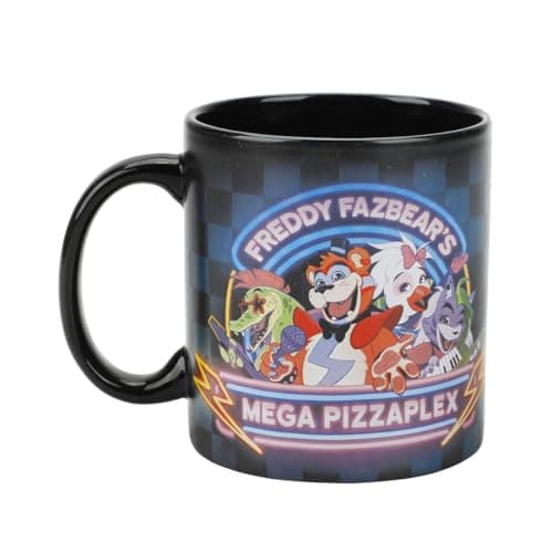 Image of Bioworld Five Nights At Freddy’s Freddy Fazbear’s Mega Pizza Plex 16 oz Black Ceramic Mug