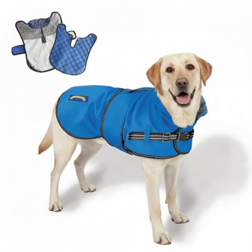 Image of TAIL BLAZERS™ All Seasons Quality Waterproof Dog Coat with Harness Hole. Detachable Quilted Liner, Adjustable, Reflective Dog Raincoat. 2 in 1 Dogs Jacket. Dogs Coats Waterproof. S Blue