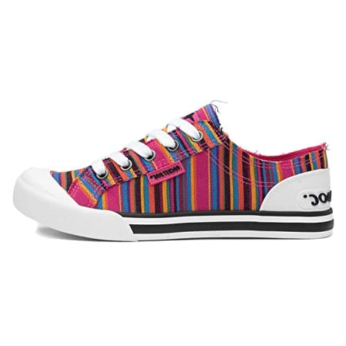 Image of Rocket Dog Jazzin Aloe Womens Multi Stripe Canvas - Size 6 UK - Multicolour