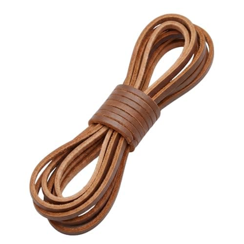 Image of Smart Laces 120cm / 47" Dark Brown 3-4mm thick flat square cut Genuine Leather Replacement Leather Shoe Laces, Ideal for Boat & Deck, Dress Shoes, Moccasins, Sneakers & Boots