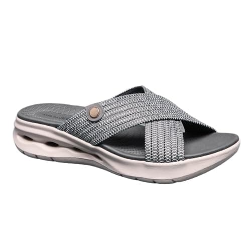 Image of IVACHY Women's Comfort Criss-Cross Slide-On Sandals - Stylish Ease for Every Step- Available UK Size 3 to 7.5 UK