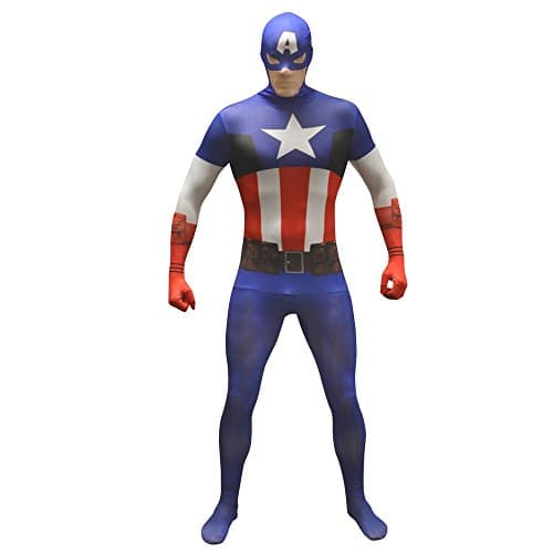 Image of Official Captain America Basic Morphsuit Fancy Dress Costume - size Large - 5”5-5”9 (163cm-175cm)
