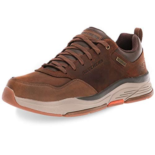Image of Skechers Men's Benago Hombre Trainers, Dark Brown Waterproof Leather, 11 UK