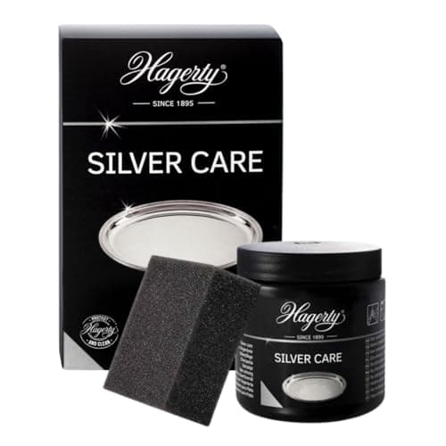 Image of Hagerty Silver Care Silver Paste 185 g I Efficient polishing paste for cleaning & care of silver & silver plated metal I Silver polish for tarnished silverware plates I incl. sponge