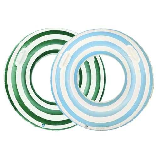 Image of Inflatable Swimming Ring Adults- 2 Pcs Stripe Inflatable Swim with Handle, Durable Rubber Ring for Swimming Ring, Inflatable Pool Floats Ring, Summer Beach Swimming Pool Tubes Party Toys Water Sports