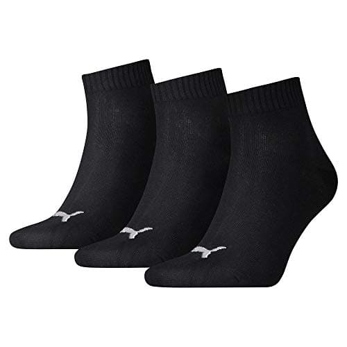Image of PUMA Men's Puma Quarter Sock 3 Pairs Black UK 9 11, Black, One Size UK