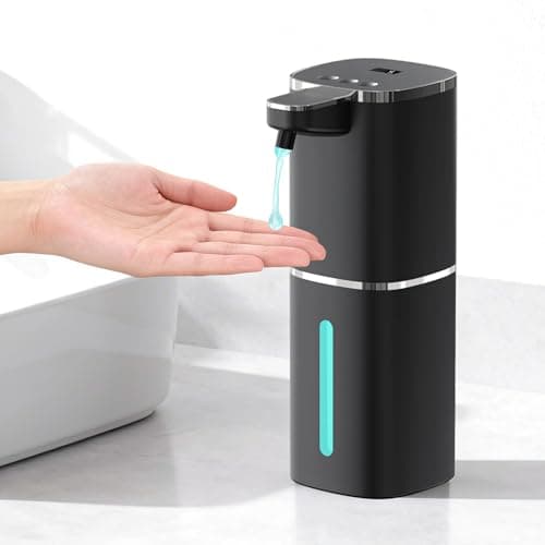 Image of Automatic Liquid Soap Dispenser Black Touchless 400ml Rechargeable Electric Dish Hand Soap Dispenser Wall Mounted with 9 Levels Adjustable, IPX5 Waterproof, Digital Display for Bathroom Kitchen