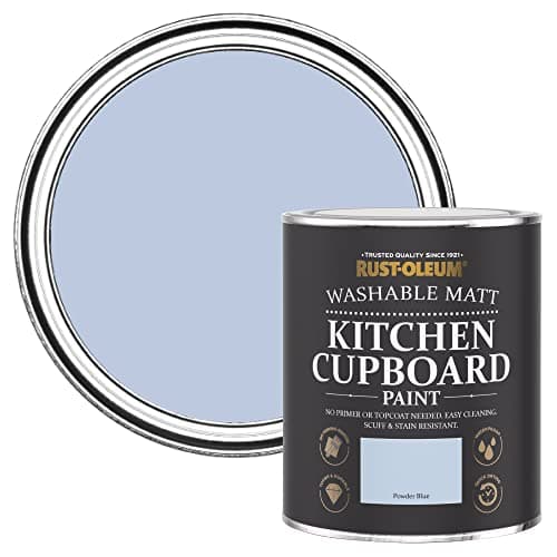 Image of Rust-Oleum Blue Kitchen Cupboard Paint in Matt Finish - Powder Blue 750ml
