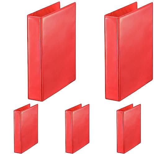 Image of Esselte Essentials Presentation Binder, PVC, 4 cm Ring Diameter, 49761 - A4, Red (Pack of 5)
