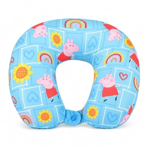 Image of Peppa Pig Kids Travel Pillow | Officially Licensed U-Shaped Kids Trip Cushion | Soft Wrap Around Neck Support Comfort for Boys or Girls | Plush Head Rest for Planes, Flights, Cars, Long Trips
