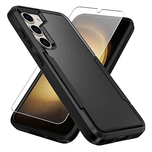 Image of Warsia for Samsung Galaxy S23 Case with Screen Protector - Heavy-Duty Tough Rugged Shockproof Protective Case for Samsung S23 6.1", "Black