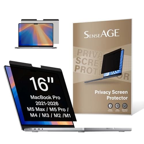 Image of SenseAGE Magnetic Privacy Screen Filter for MacBook Pro 16 inch (2021-2024 M1, M2, M3, M4, Pro, Max), Easy On/Off Anti-Blue Light & Glare Privacy Screen Protector, Compatible with Apple Mac Laptop 16"