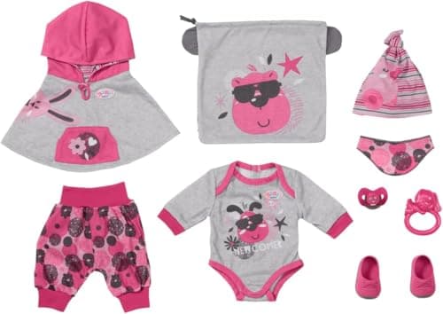 Image of BABY born Deluxe Basic Accessory Kit for 43cm Dolls: Poncho, Bodysuit, Pacifier Included - Easy to Use - Promotes Empathy & Social Skills - Ages 3+