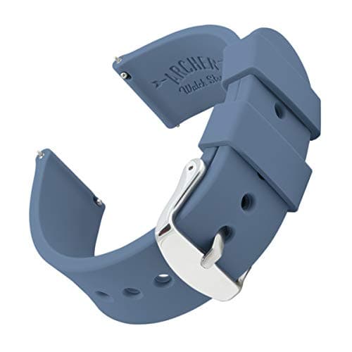 Image of Archer Watch Straps - Soft Silicone Quick Release Watch Bands (Steel Blue, 22mm)