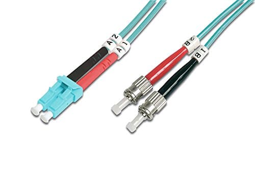 Image of DIGITUS DK-2531-10/3 – Fibre Optic Cable OM3 – 10 m – LC to ST – Duplex Fibre Optic Cable – 1/10/40/100 Gbit/s – MM Multimode Fibre Optic LAN Cable – Fibre Type: 50/125 µ – Turquoise (Aqua)