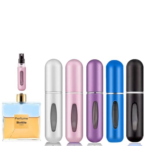 Image of Rosiya Perfume Atomiser pack of 5pcs Perfume Travel Bottle, 5ML Refillable Spray Easy to Refill Empty Atomiser Bottle for Purse, Handbag, Pocket and Luggage (Matte)