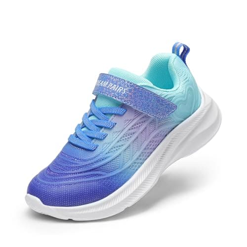 Image of DREAM PAIRS Girls Shoes Kids Tennis Sparkle Ease Running Athletic Lightweight Sneakers for Little/Big Kids Toddler,Size 3 Big Kid,Navy/Purple/Blue,SDRS2411K