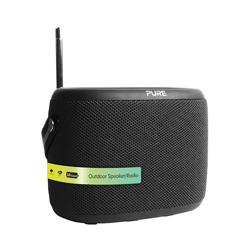 Image of Pure Woodland Outdoor Speaker with Bluetooth & DAB+/FM Radio (waterproof IP67, robust, portable, 14h battery - perfect for garden & camping) Black