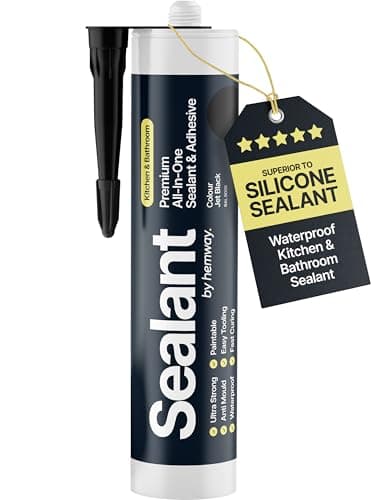 Image of Jet Black Kitchen & Bathroom Sealant & Adhesive Hybrid Polymer | Superior to Bathroom Silicone Sealant | Waterproof, Odourless, Anti-Mould | Ideal For Kitchen & Around Bath & Shower - 300 ml 1 Pack