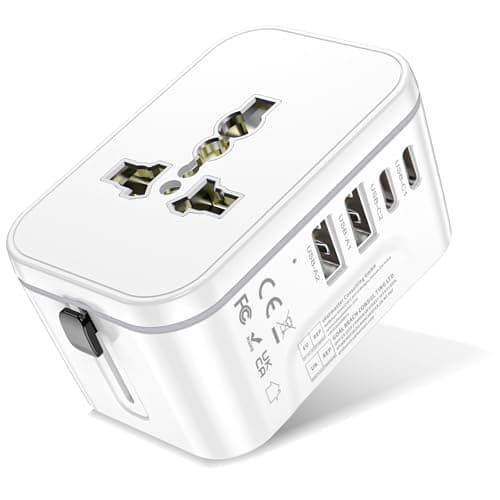 Image of Universal Travel Adapter Worldwide with 2 USB C and 2 USB A Ports,International Travel Plug Adapter Worldwide Travel Adaptor Plug All in One Universal Charger Power Adapter UK to European EU US UK AUS