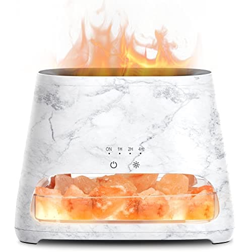 Image of SALKING 2-in-1 Ultrasonic Essential Oil Diffuser & Himalayan Salt Lamp, Aromatherapy Diffuser Cool Mist Humidifier with 3 Brightness, Salt Therapy Lamp, 100% Pure Himalayan Salt Rock, 150ml (Marble)