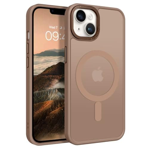 Image of GaoBao Magnetic for iPhone 13/14 Case,Slim Fit iPhone 14/13 Phone Case [Compatible with MagSafe] Thin Shockproof Translucent Matte Protective Cover for for iPhone 14/13 6.1",Brown