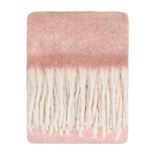 Image of furn. Cozy Throw – Soft Textured Woven Blanket with Tassels (Pink - 140x180cm)
