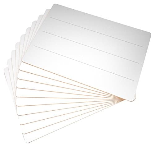 Image of Show-me Rigid Lined Double-Sided MDF Whiteboard A4, for Dry Wipe and White Board Pens – Ideal for Teachers, Classrooms, and School, Mini Whiteboard Set (10 Sets)