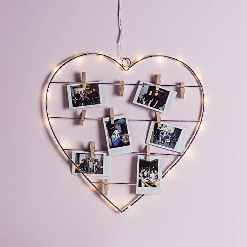 Image of Lights4fun Light up Heart Wreath Hanging Display Wall Decoration Battery Operated 18 Warm White Micro LEDs