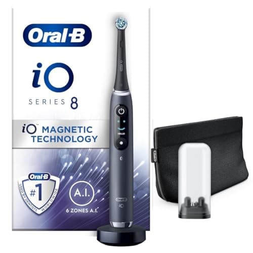 Image of Oral-B iO8 Electric Toothbrush Adults, Oral B Electric Toothbrush, App Connected Handle, 1 Ultimate Clean Toothbrush Head & Magnetic Pouch, 6 Modes, Teeth Whitening, Black