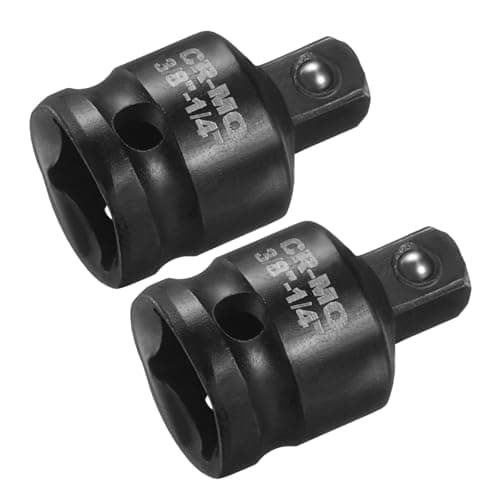 Image of sourcing map 2pcs Impact Socket Adapter 3/8" Female to 1/4" Male Square Drive Reducer Standard SAE CR-MO Steel Converter Impact Driver Ratchet Wrench Breaker Bar Conversion, Black
