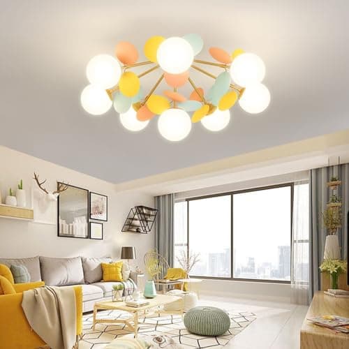 Image of RuiRfh 8 Light G9 Glass Globe Sputnik Chandelier Matte Gold Mid Century Modern Ceiling Light Fixture Adjustable Vintage Hanging Pendant Lighting for Dining Room Kitchen Bedroom Farmhouse (Color : Col