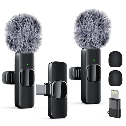 Image of Dual Professional Wireless Lavalier Lapel Microphone for iPhone, iPad, Mini Video Recording Mic for Interview Video Podcast Vlog YouTube & Livestream, Noise Reduction, Plug & Play