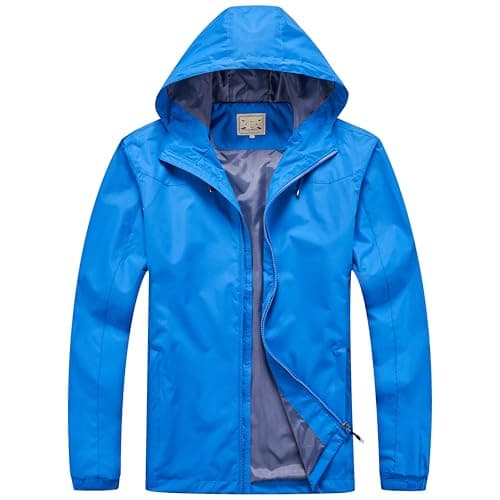 Image of Blu Apparel Mens Waterproof Rain Jacket Premium Branded Walking Hiking Everyday wear Jacket Windproof (UK, Alpha, M, Regular, Regular, Cobalt Blue)